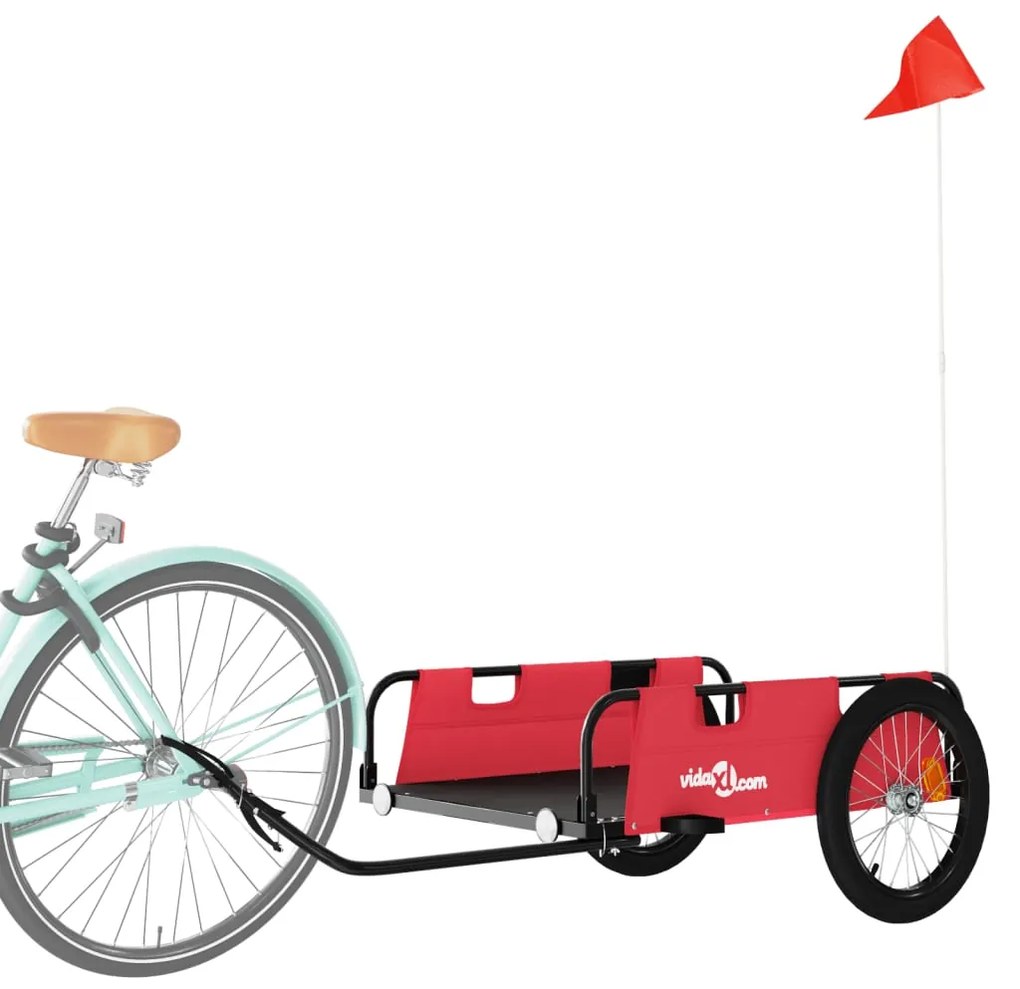 Reboque de bicicleta tecido oxford/ferro vermelho