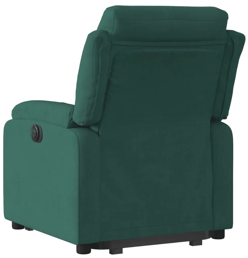 Poltrona reclinável elevatória veludo verde-escuro