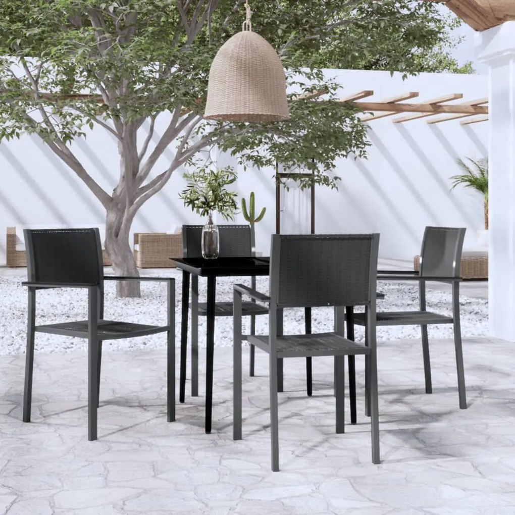 vidaXL 5 pcs Conjunto de jantar para jardim preto