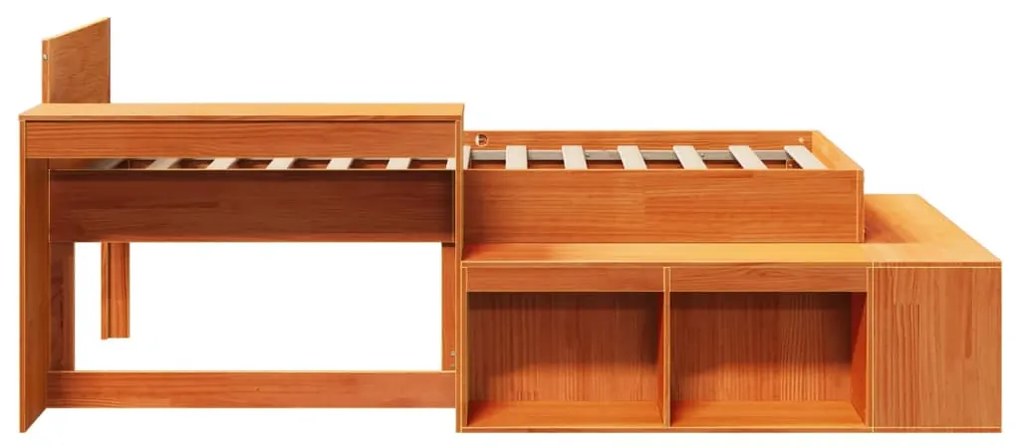 Cama sem colchão 90x200 cm pinho maciço castanho-mel