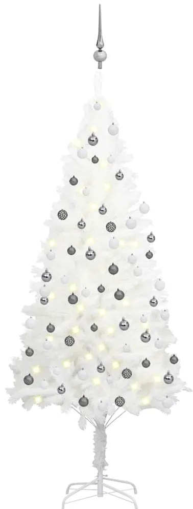 Árvore Natal artificial pré-iluminada c/ bolas 180 cm branco