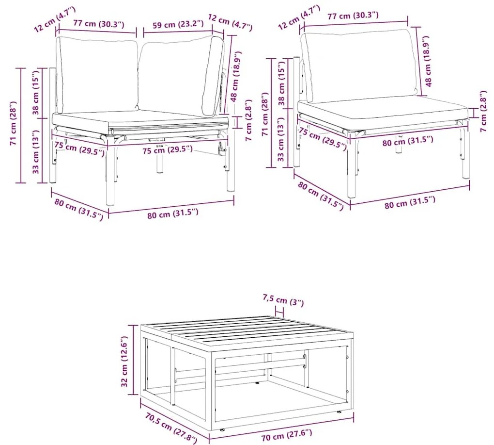 Conjunto de Sofá de Jardim 11 pcs Cinzento-escuro Aço