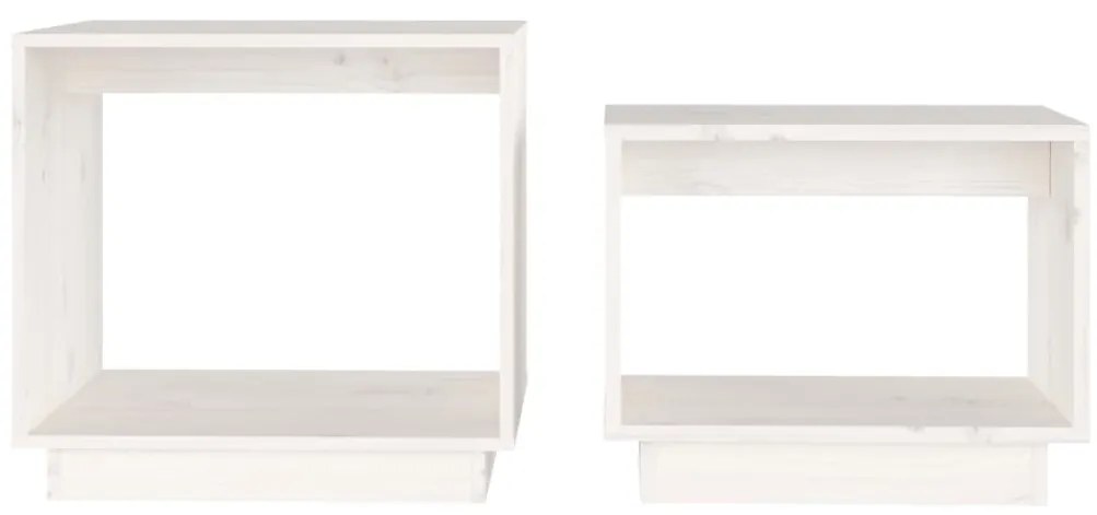 Mesas de centro de encastrar 2 pcs pinho maciço branco