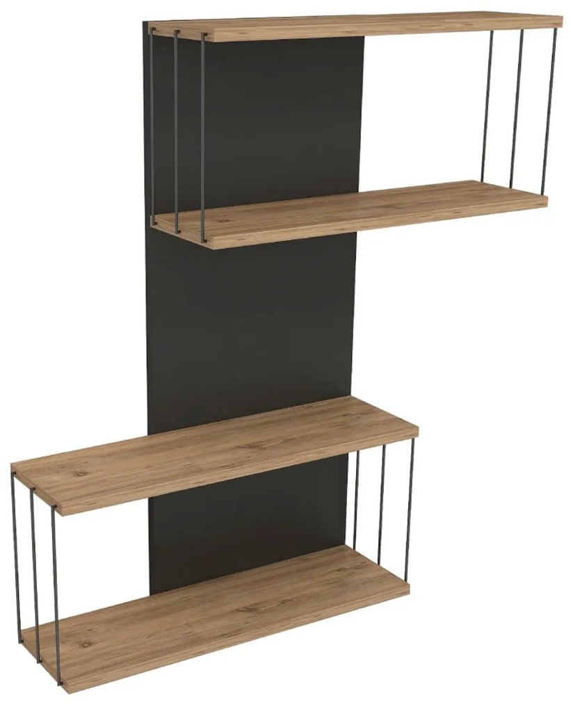 Prateleira de Parede Destan – Antracite e Carvalho – 65x96x19 cm