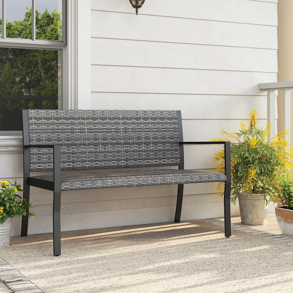 Banco de Jardim para 2 Lugares, 109 x 55 x 84 cm, Assento Acolchoado, Cinzento
