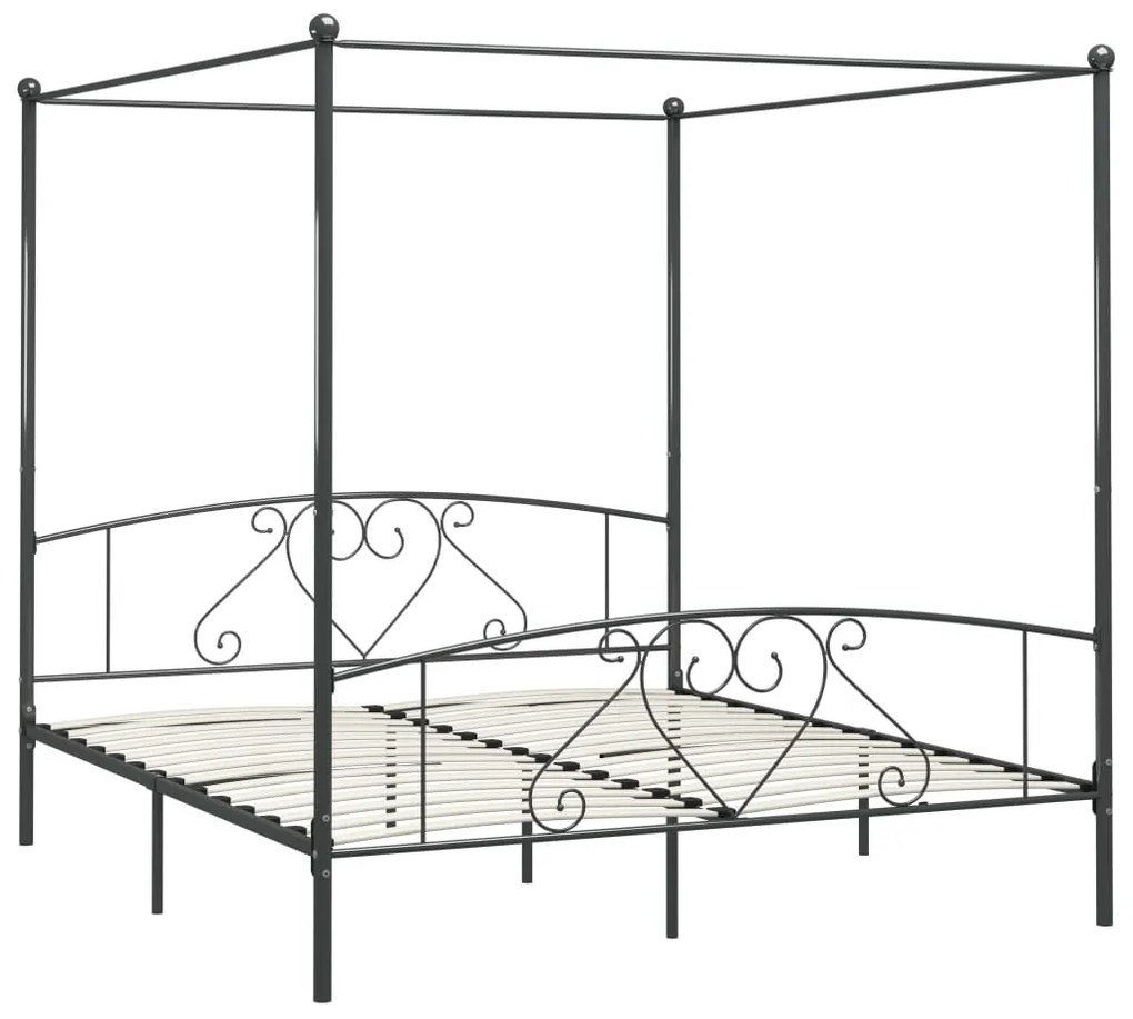 Estrutura de cama com dossel 180x200 cm metal cinzento
