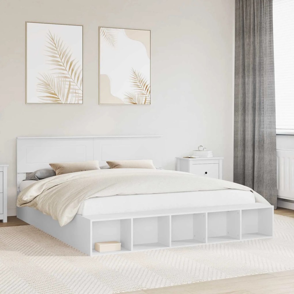 vidaXL Estrutura da Cama Manual Branco 180 x 200 cm Madeira processada