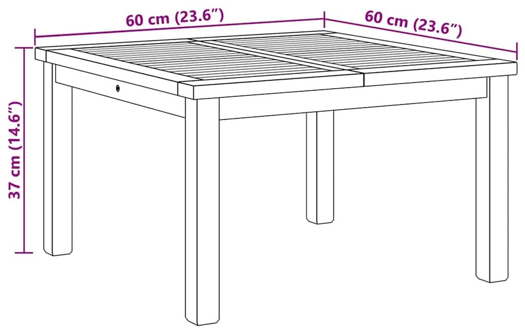 Mesa de centro Castanho 60 x 60 x 36 cm Madeira de teca sólida