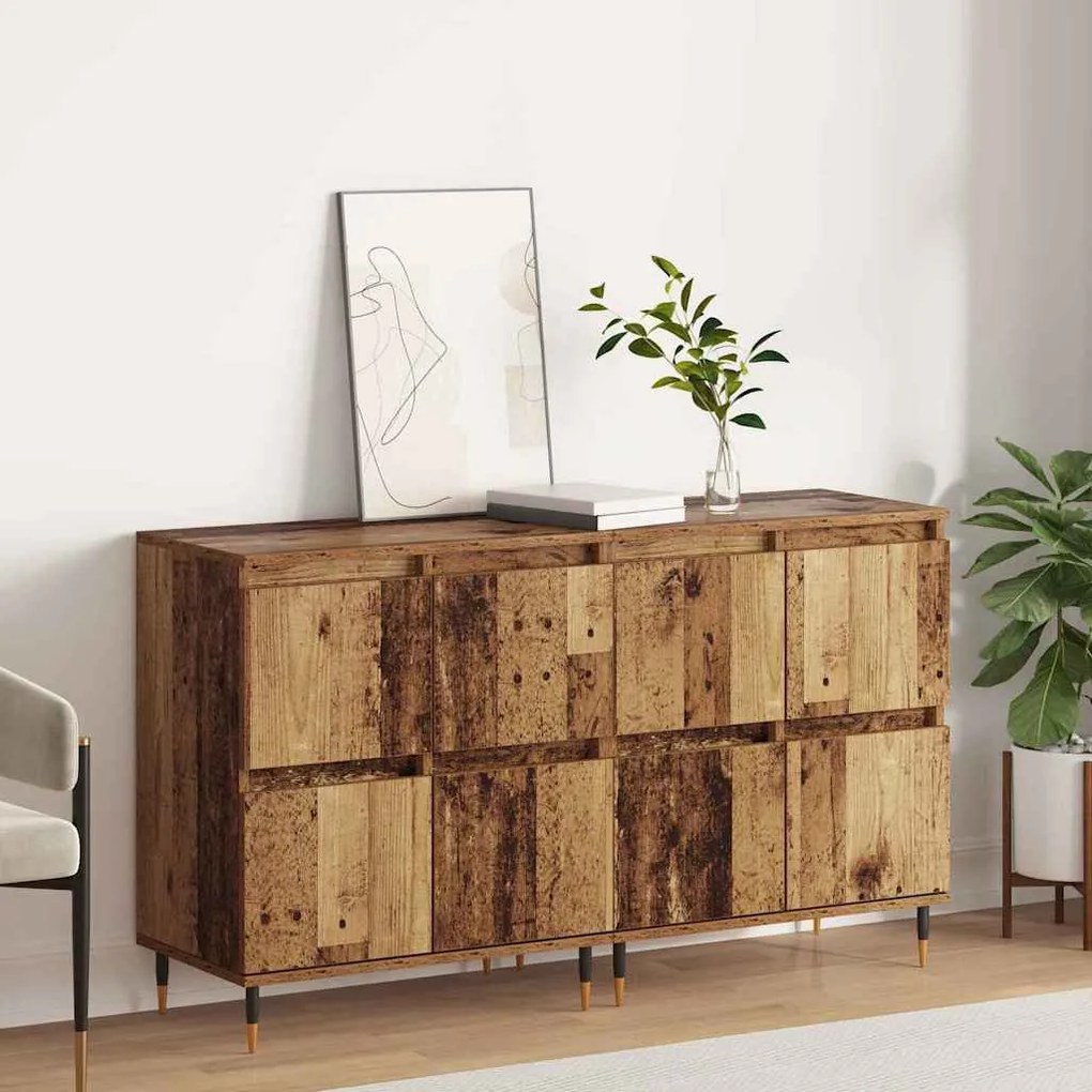 vidaXL Aparadores 2 pcs Madeira antiga 120 x 35 x 70 cm