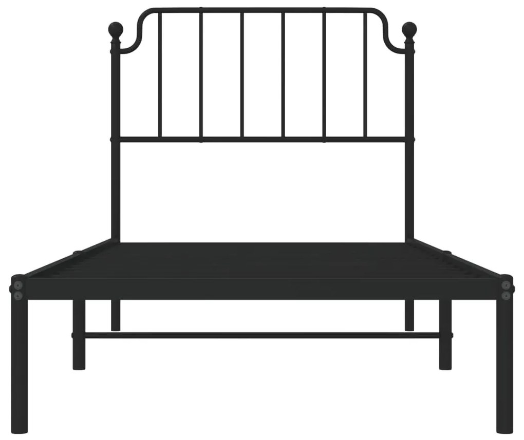 Estrutura de cama com cabeceira 90x190 cm metal preto