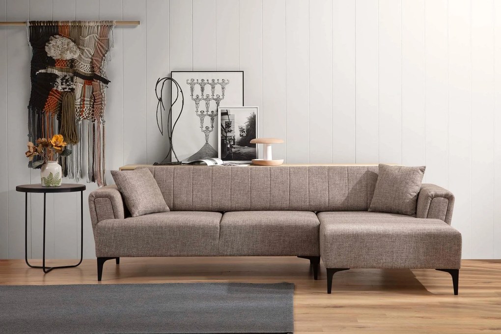 Sofá-Cama de Canto Hamlet – Castanho Claro – 270x140 cm