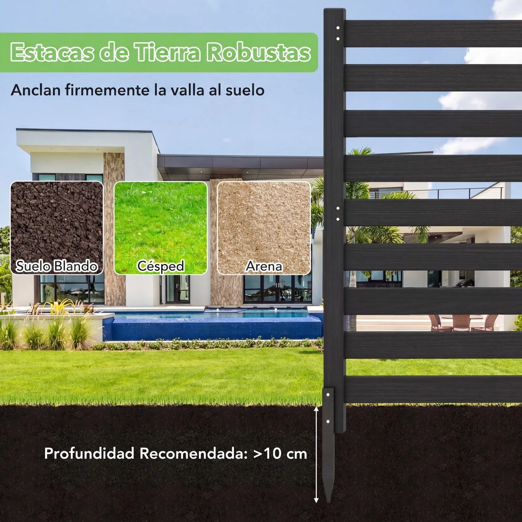 Cerca com 2 painéis em madeira de abeto, com estacas e ripas; tela de privacidade para ar condicionado; caixote do lixo 98 x 107 cm, Preto