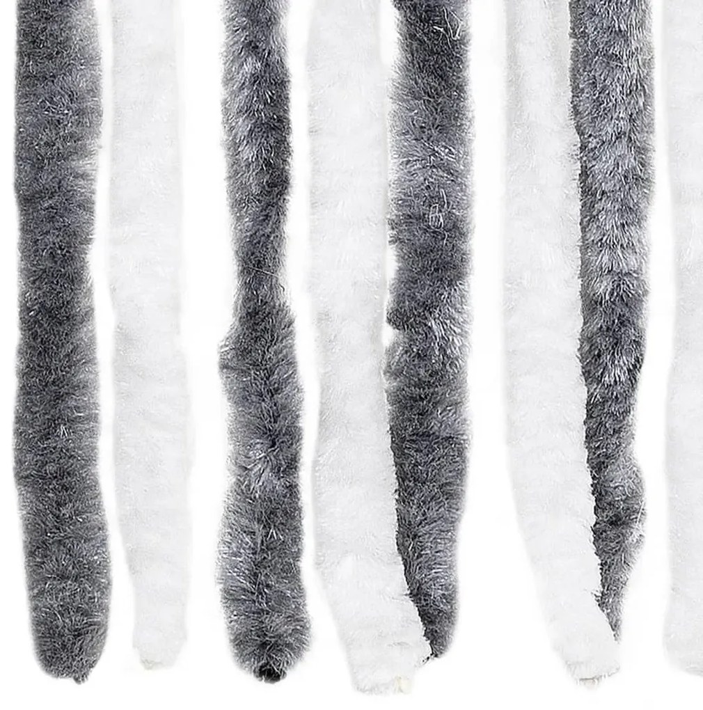 Cortina anti-insetos 100x220 cm chenille cinzento e branco