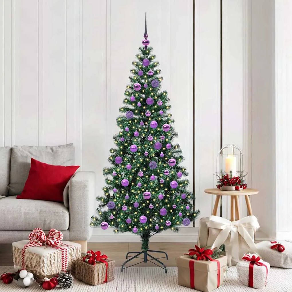 vidaXL Árvore de Natal Artificial Pré-iluminada Verde 180 cm