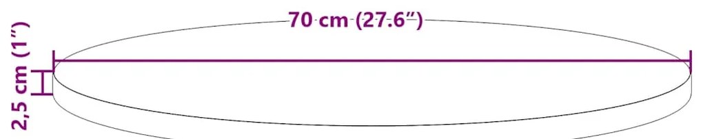 Tampo de mesa pinho maciço Ø70x2,5 cm branco