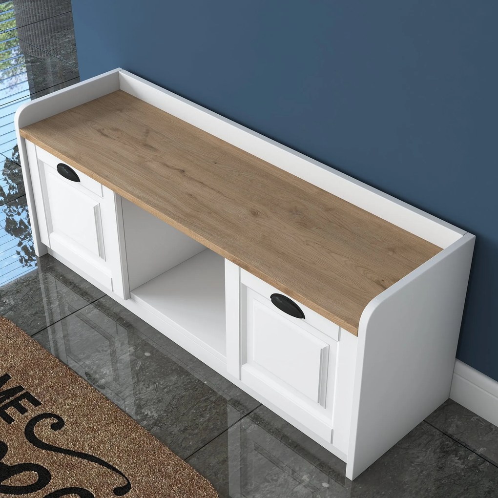 Sapateira P2 – Branco e Nogueira – 120x45x40 cm
