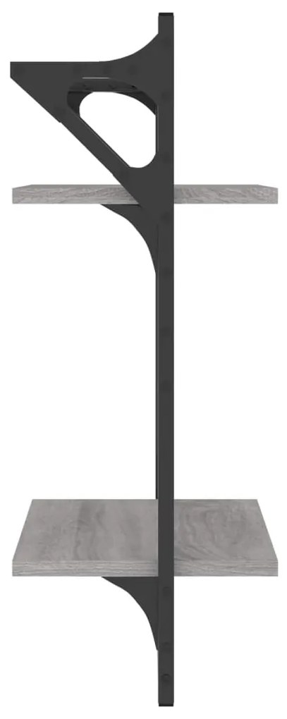 Estante 2 prateleiras c/ barras 2pcs 30x25x65cm cinzento sonoma