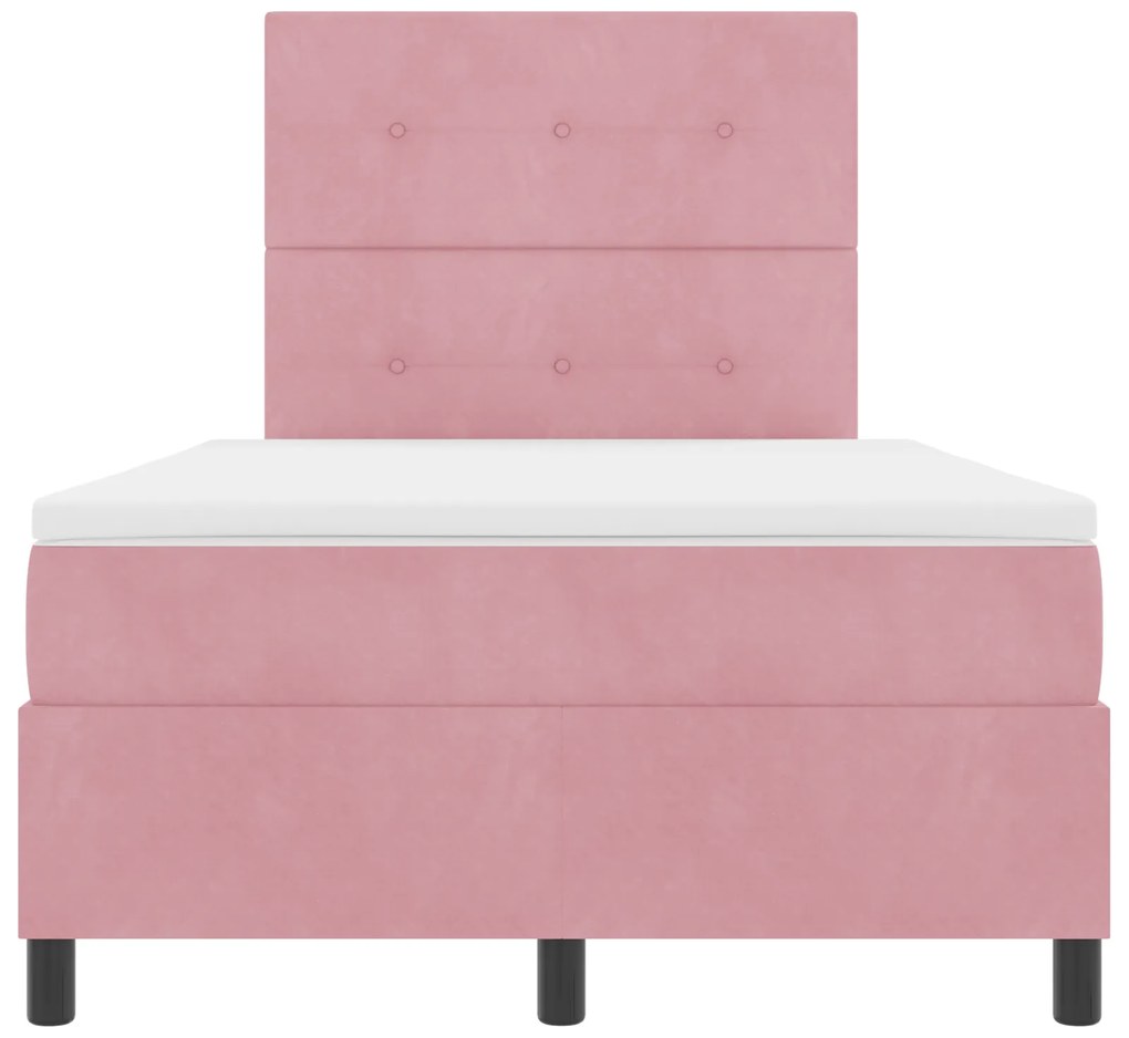 Cama Box Spring com Colchão Rosa 120x200 cm Veludo
