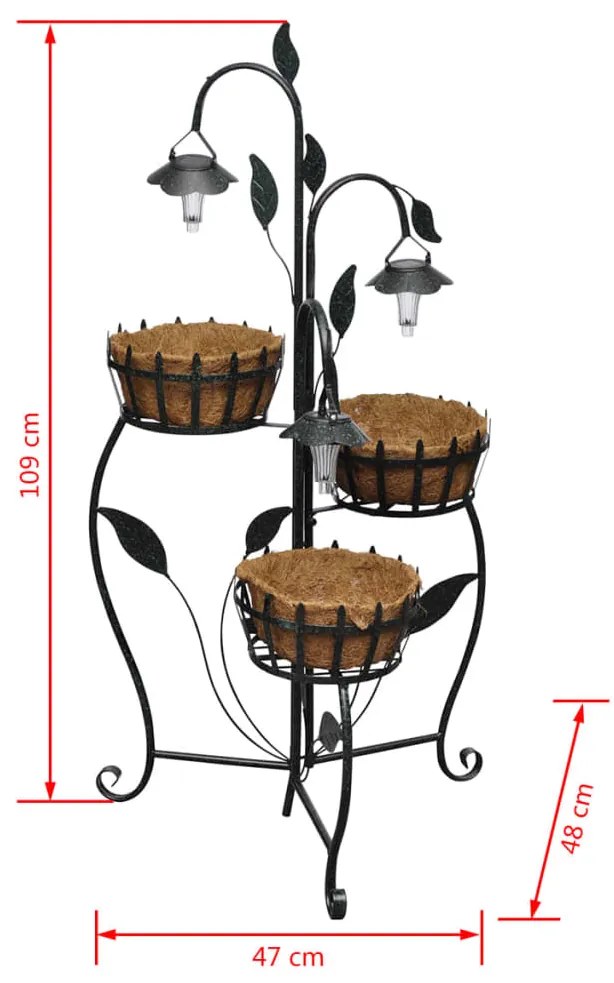 Cesta de planta com LED solar