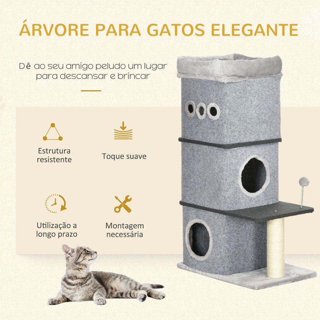 PawHut Arranhador em Forma de Cilindro para Gatos com 3 Níveis Altura