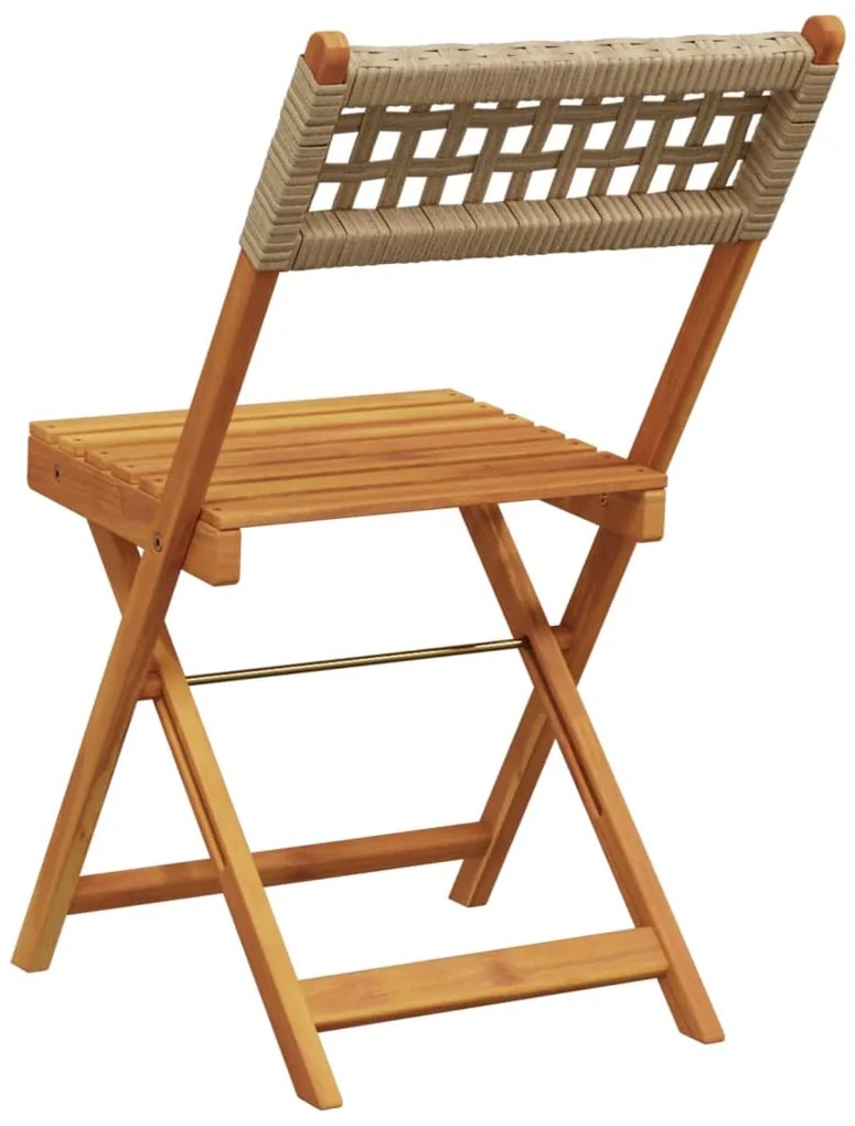 Cadeiras de jardim dobráveis 4 pcs vime PE/madeira maciça bege