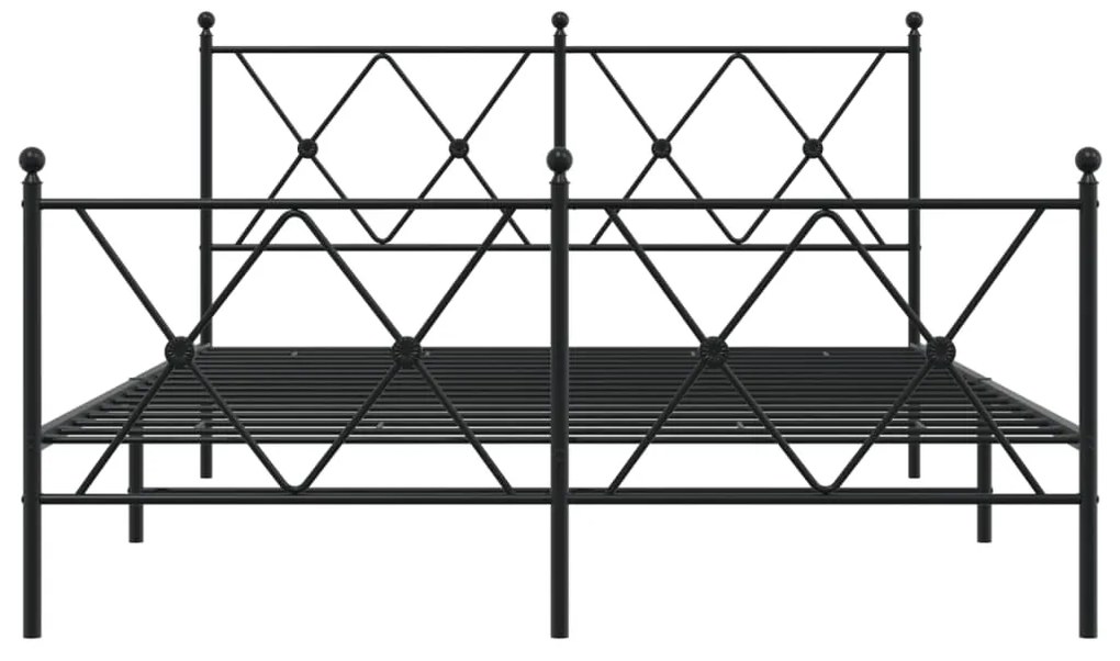 Estrutura de cama com cabeceira e pés 140x190 cm metal preto