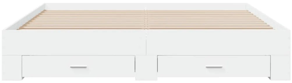 Estrutura de cama c/ gavetas 200x200cm derivados madeira branco
