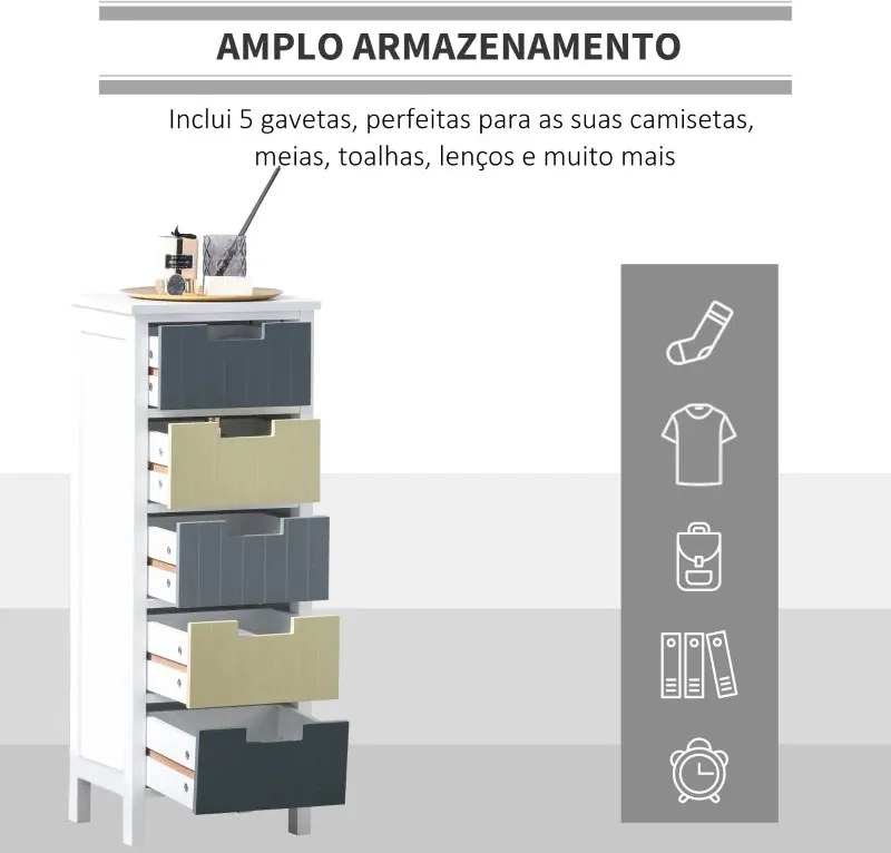 Camiseiro Lupe de 5 Gavetas - Design Moderno
