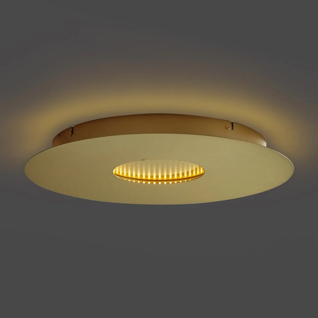 Plafon moderno dourado 40cm incl. LED regulável em 3 níveis - Morning Moderno