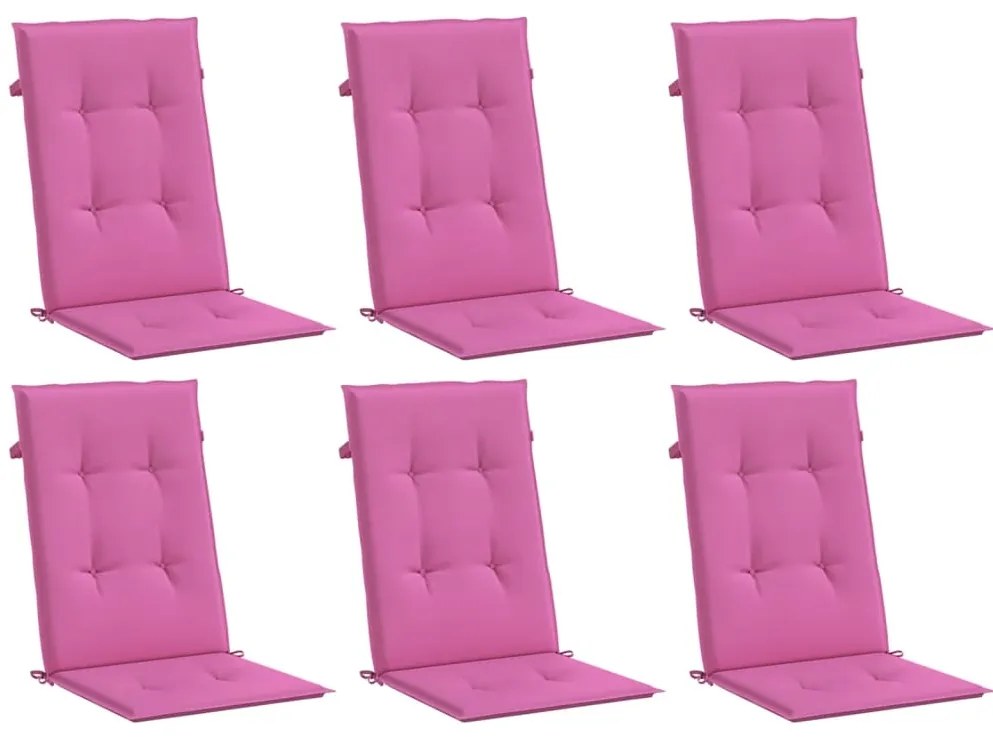 Almofadões cadeira de encosto alto 6 pcs tecido rosa