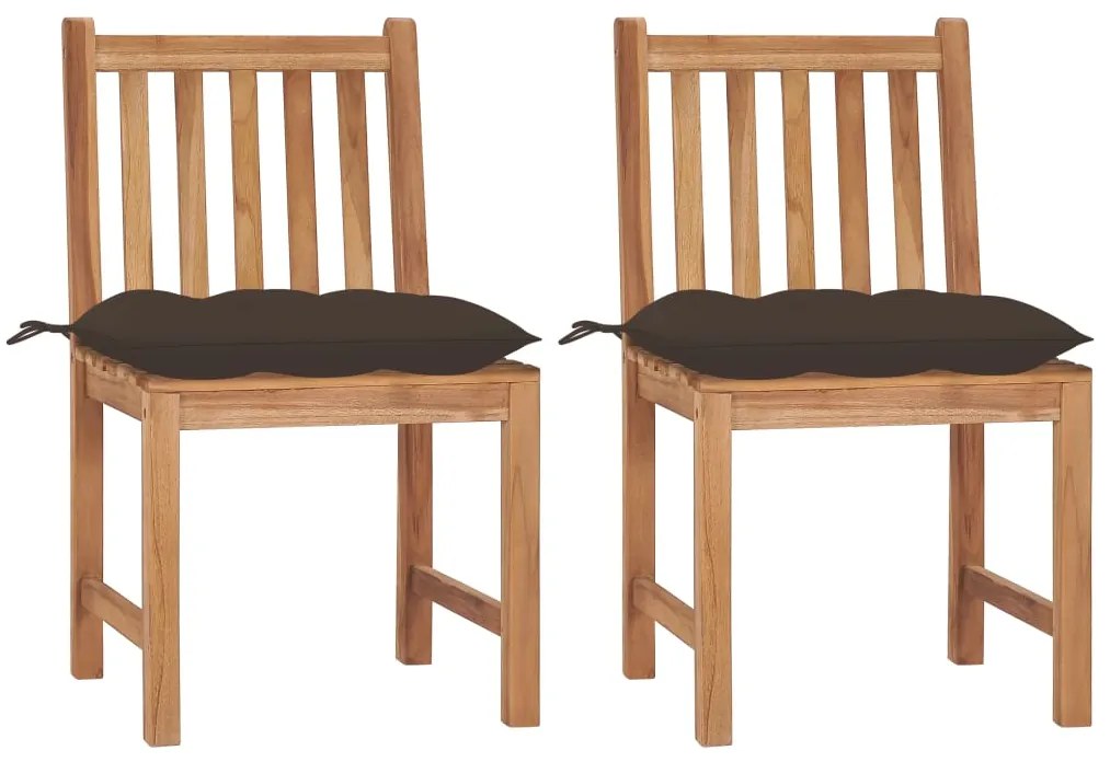 vidaXL Cadeiras de jardim c/ almofadões 2 pcs madeira de teca maciça