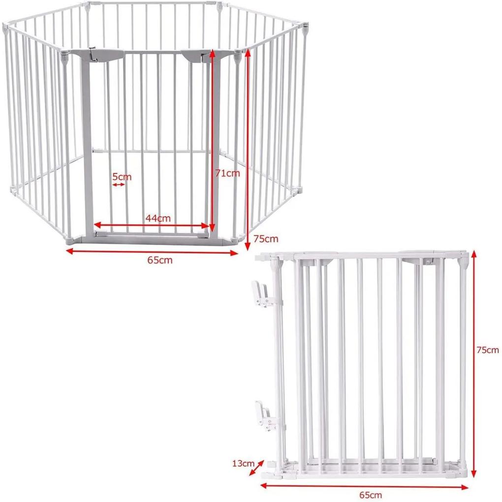 Barreira Segurança Bebés 3,8 m Metal Dobrável Criança Segurança Cão Escada de protecção Branco