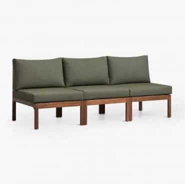 Sofá Modular De Jardim De 3 Peças Em Madeira De Acácia Branson Verde Oliva Intenso - Castanho Acacia Escuro - Sklum