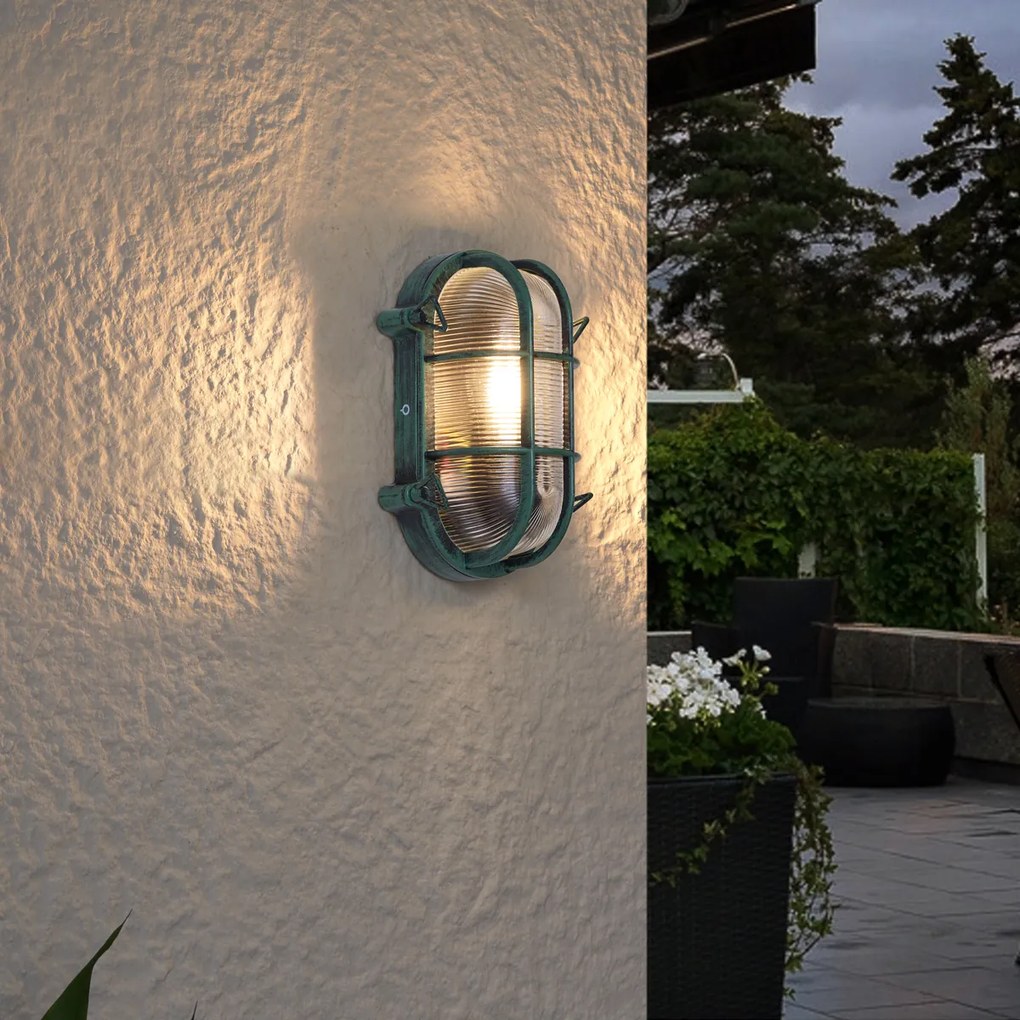 Candeeiro de Parede Exterior Verde Oval IP44 - Noutica