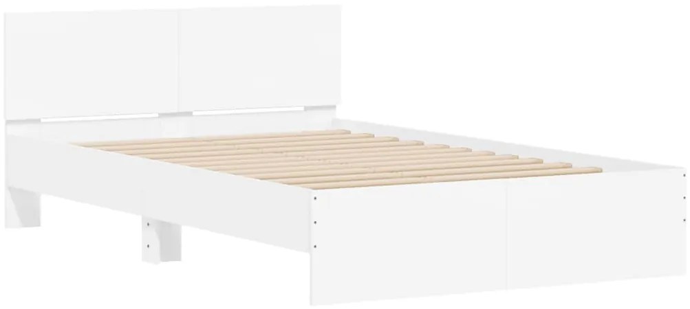 Estrutura de cama com cabeceira e luzes LED 140x200 cm branco