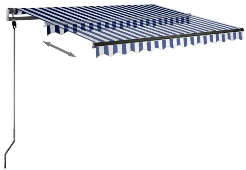 Toldo retrátil manual independente 300x250 cm azul e branco