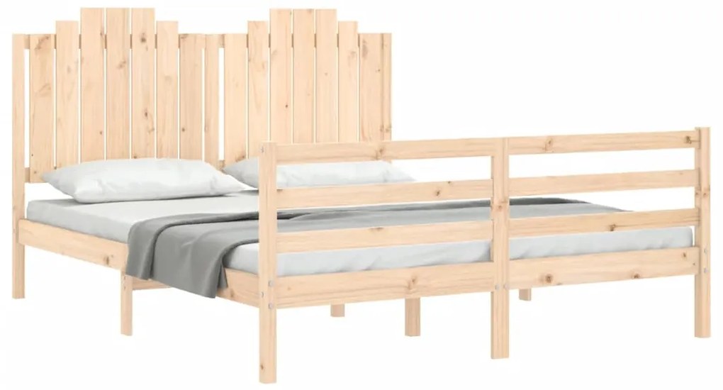 Estrutura de cama com cabeceira 160x200 cm madeira maciça