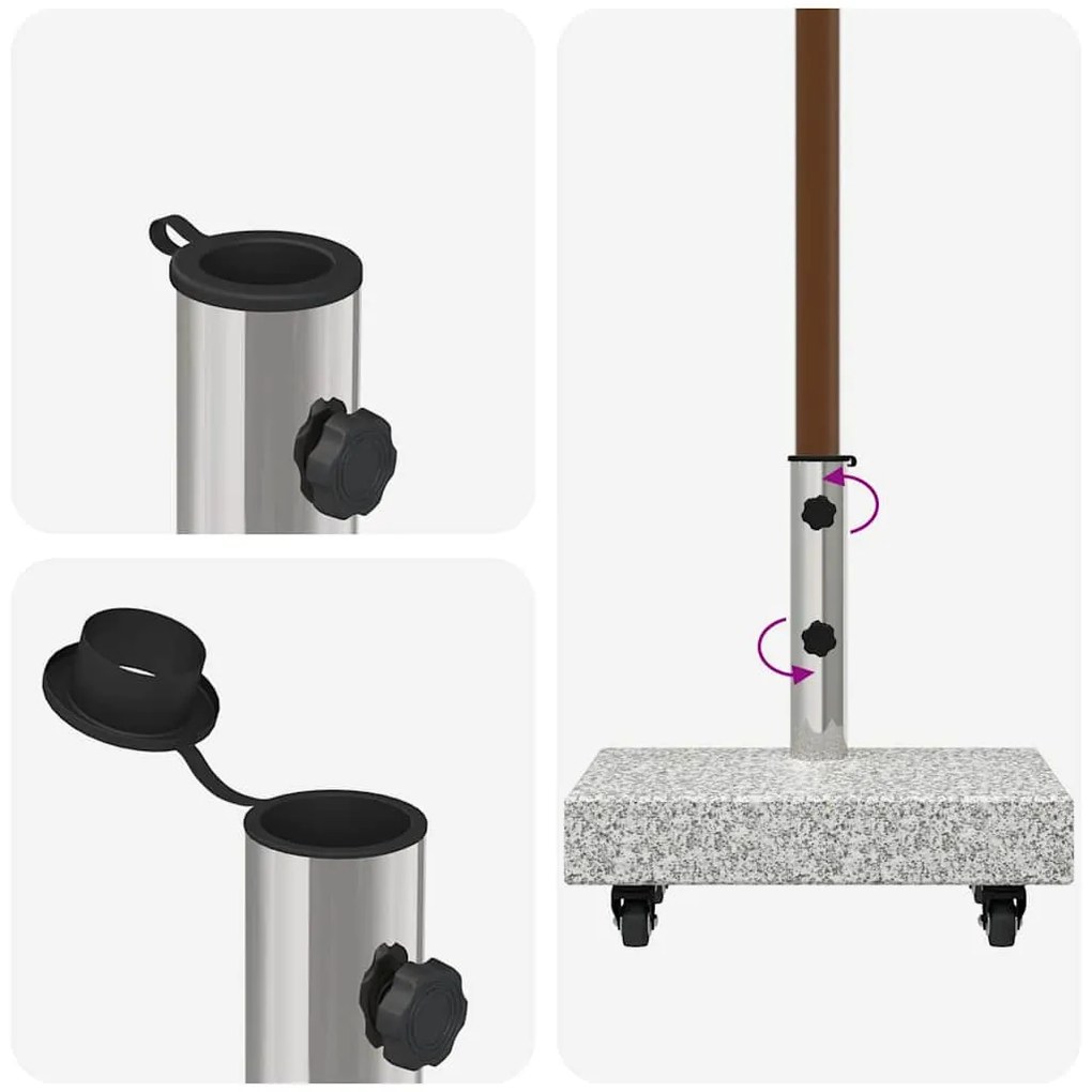 Base de Parasol com Rodas para Postes de Ø38/48mm Cinza Granito 25 kg
