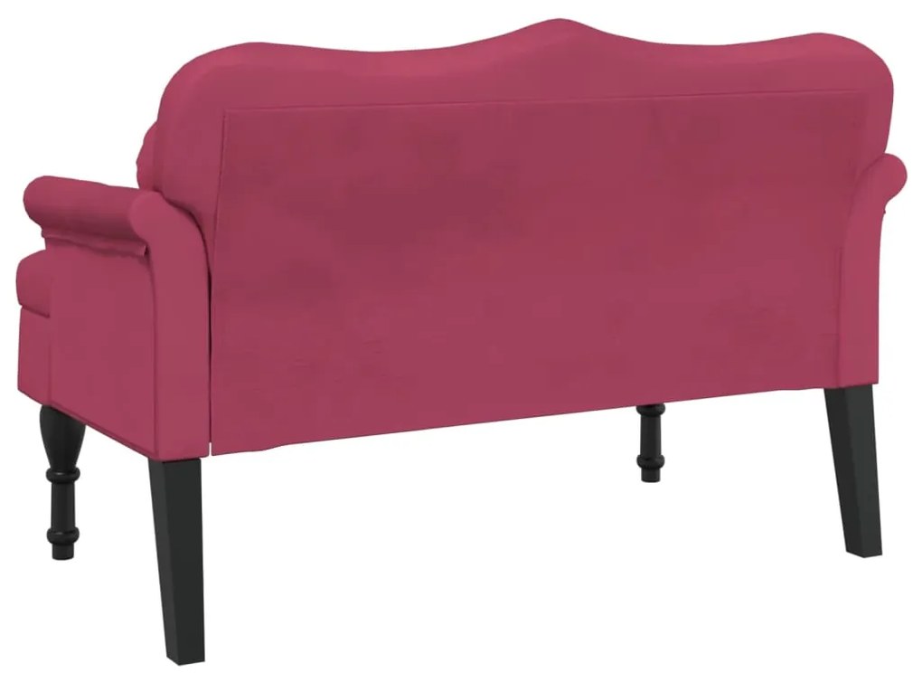 Banco com almofadões 120,5x65x75 cm veludo vermelho tinto