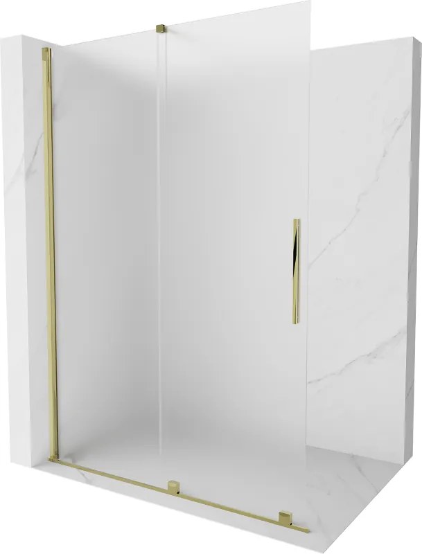 Mexen Velar parede de duche deslizante Walk-in 130 x 200 cm, fosco 8 mm, dourado - 871-130-000-33-50