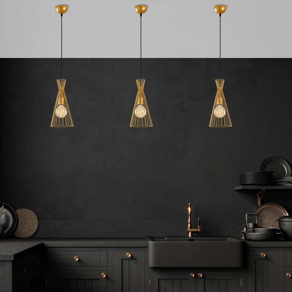 Candeeiro Chandelier Mezopotamya – Dourado – 20 cm x 136 cm
