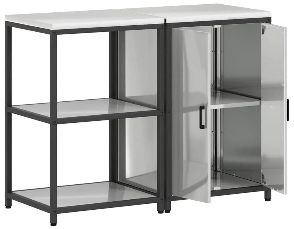 Conjunto de Armazenamento de Cozinha com prateleira 2 pcs Prata