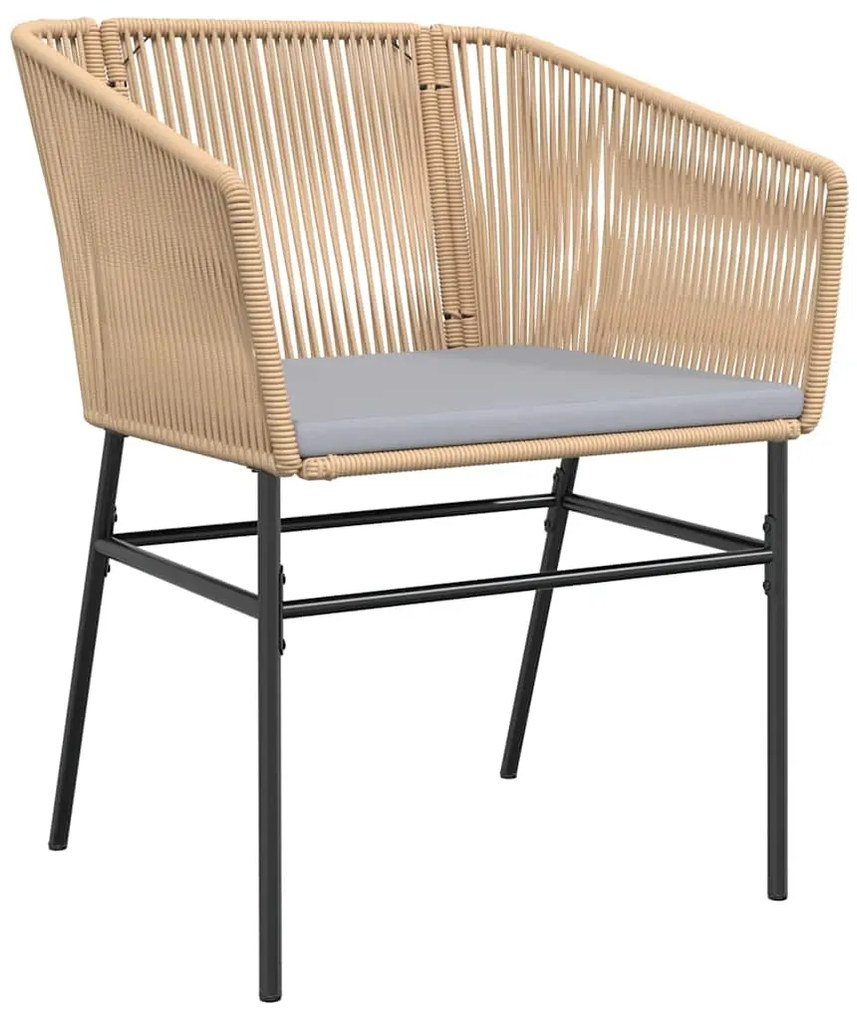 Conjunto jantar jardim 5 peças almofadas vidro vime PE castanho