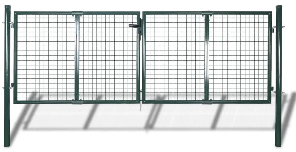 vidaXL Portão de cerca 306x175 cm aço verde