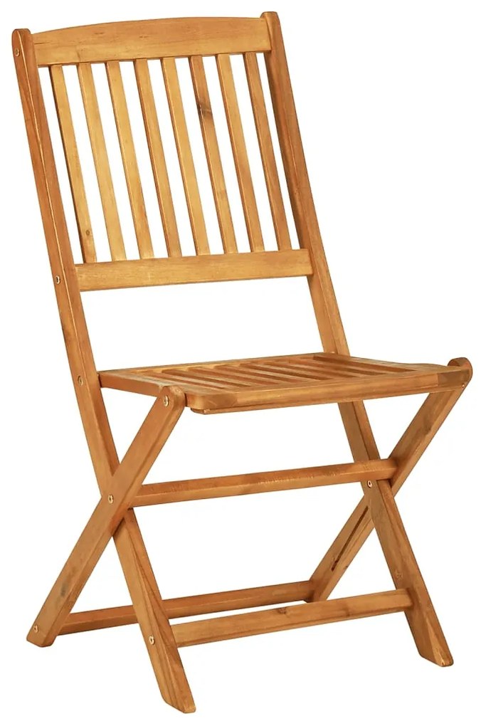 3 pcs conjunto jantar dobrável p/ jardim madeira acácia maciça