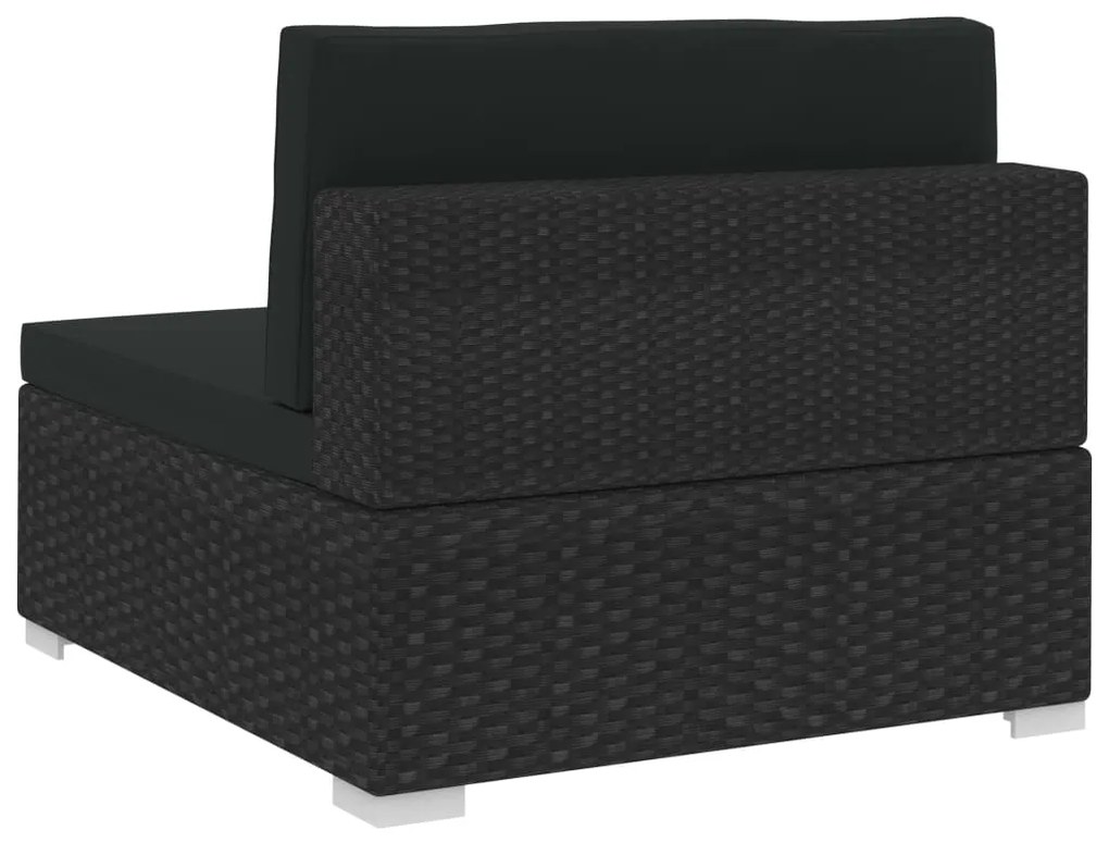 Conjunto sofás de jardim c/ almofadões 4 pcs vime PE preto