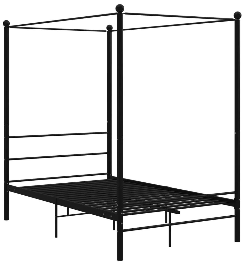 Estrutura de cama com dossel 140x200 cm metal preto