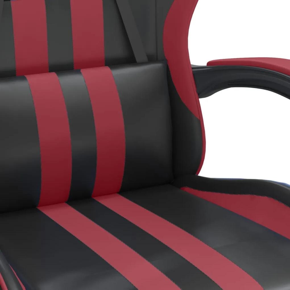 Cadeira gaming giratória + apoio pés couro artific. preto/tinto