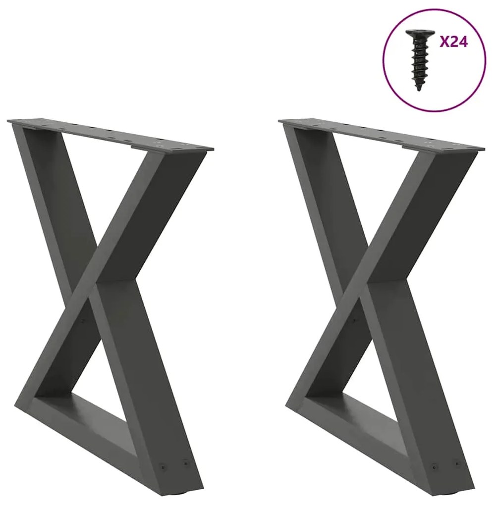 vidaXL Pés para mesa de centro 2 peças antracite 60x(42-43,3) cm aço