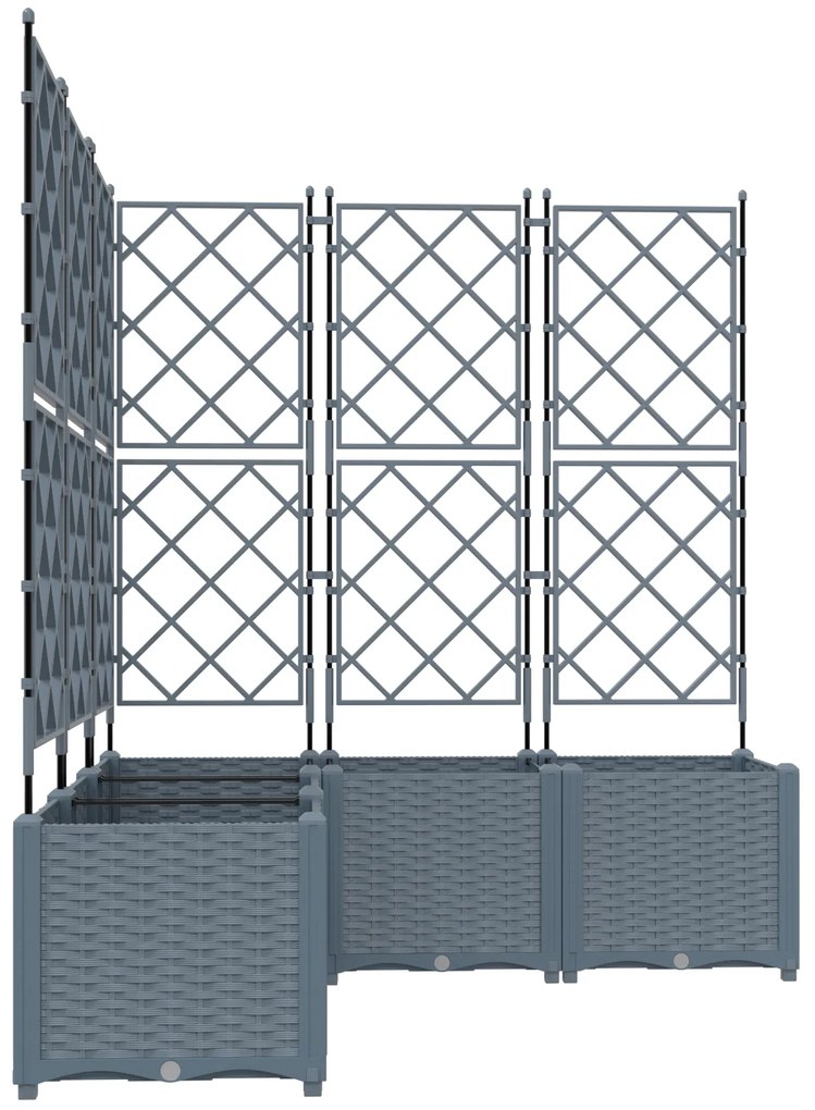 Jardineira com Treliça 5 pcs Cinzento-claro 120x120x143 cm